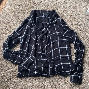 Black and White Checkered Button Down Blouse